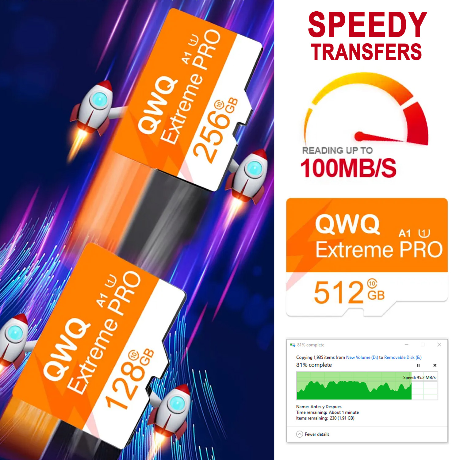 Extreme PRO Micro SD Cards 128GB, 256GB, 512GB 100MB/SEC