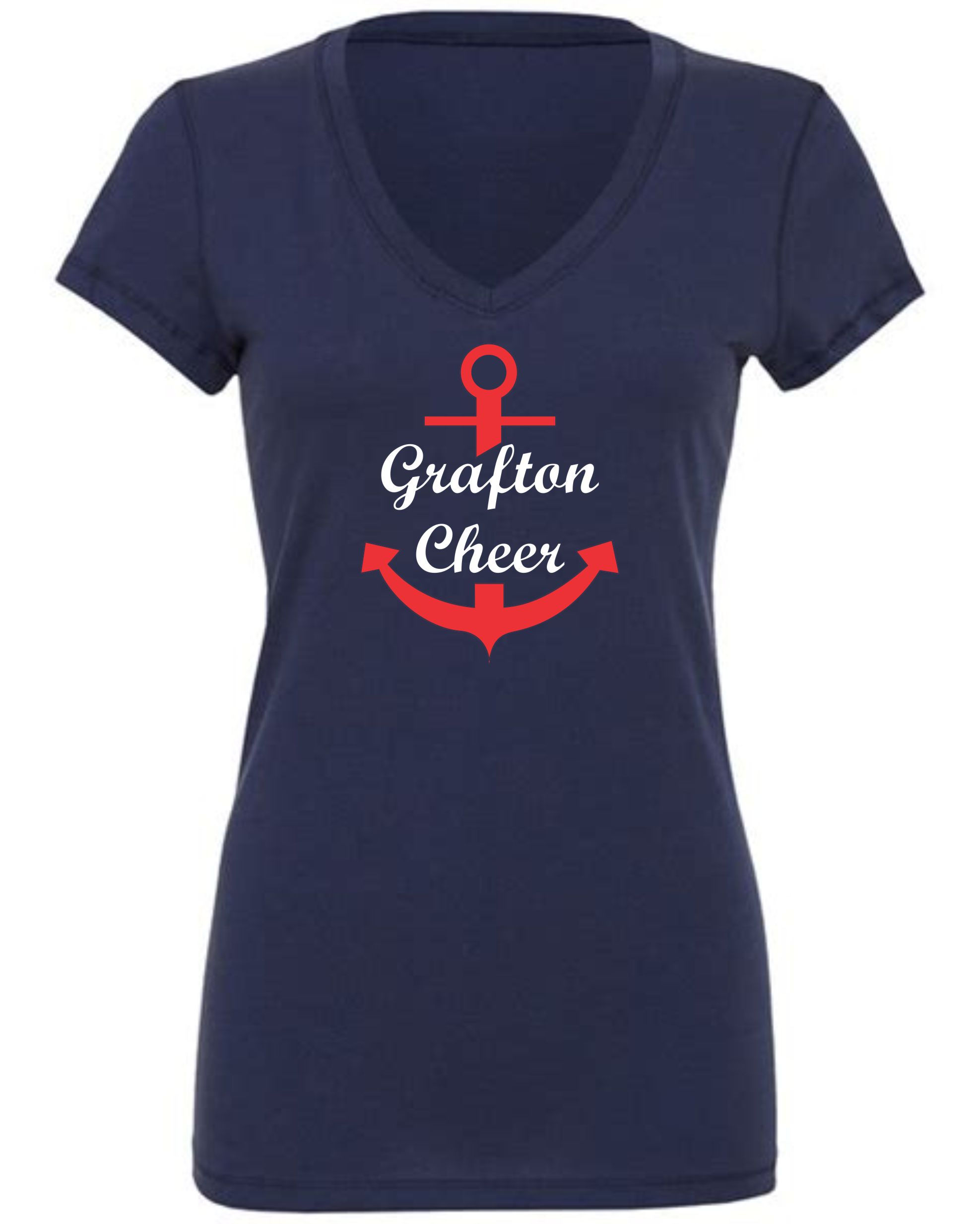 Navy Bella Canvas V Neck Grafton Cheer Shirt