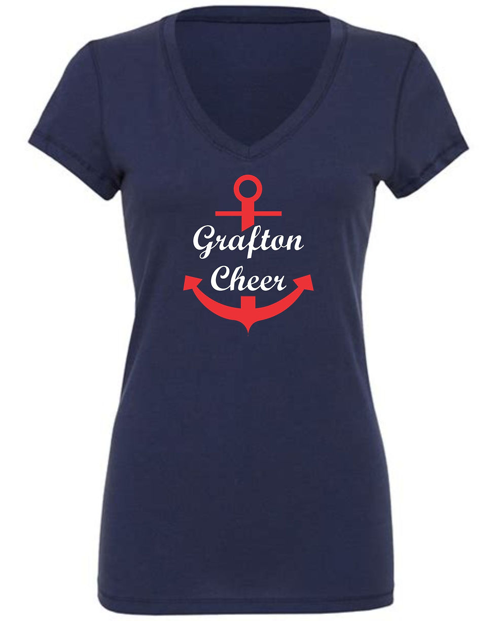 Navy Bella Canvas V Neck Grafton Cheer Shirt