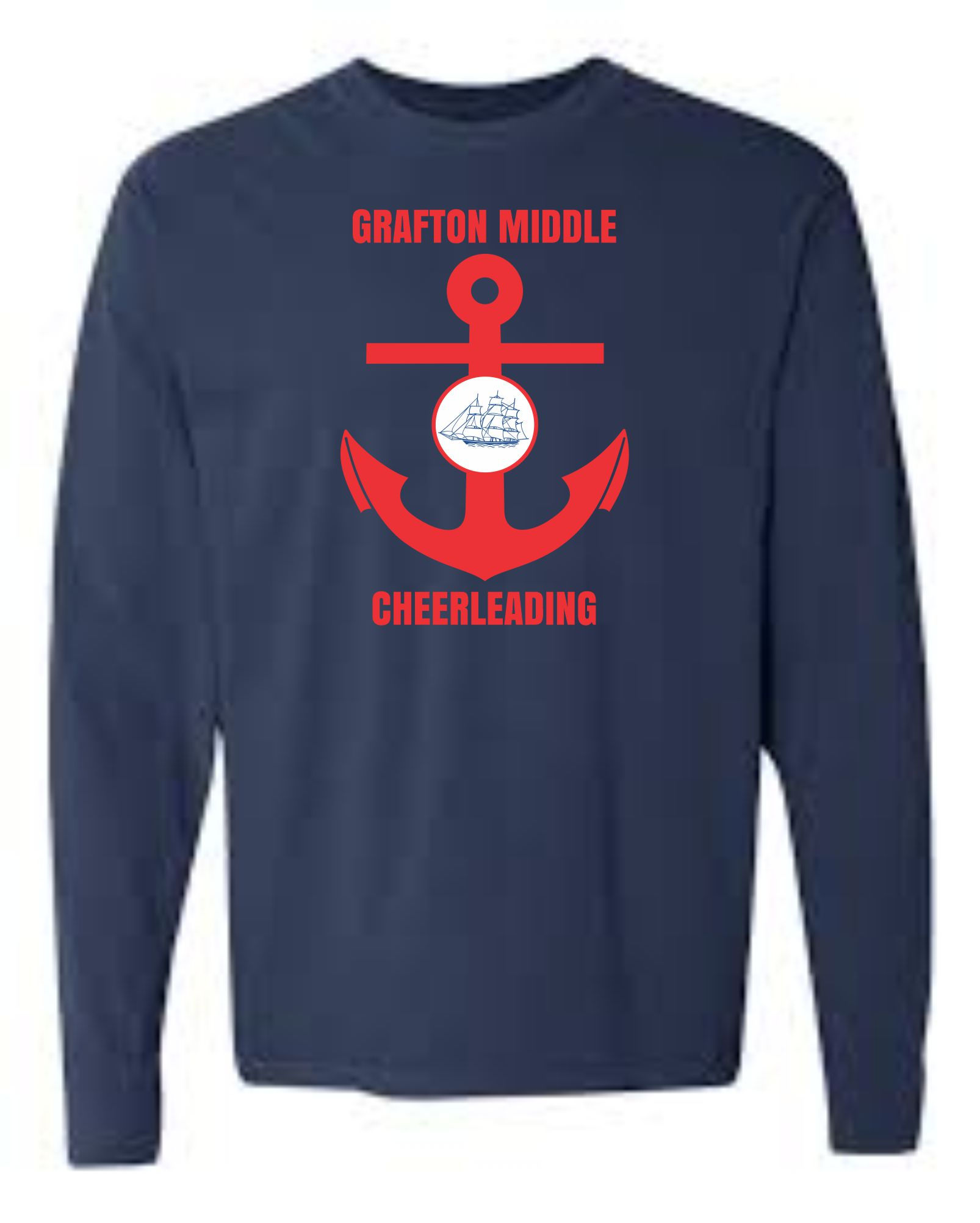 True Navy Comfort Colors Long Sleeve Ship Anchor Shirt