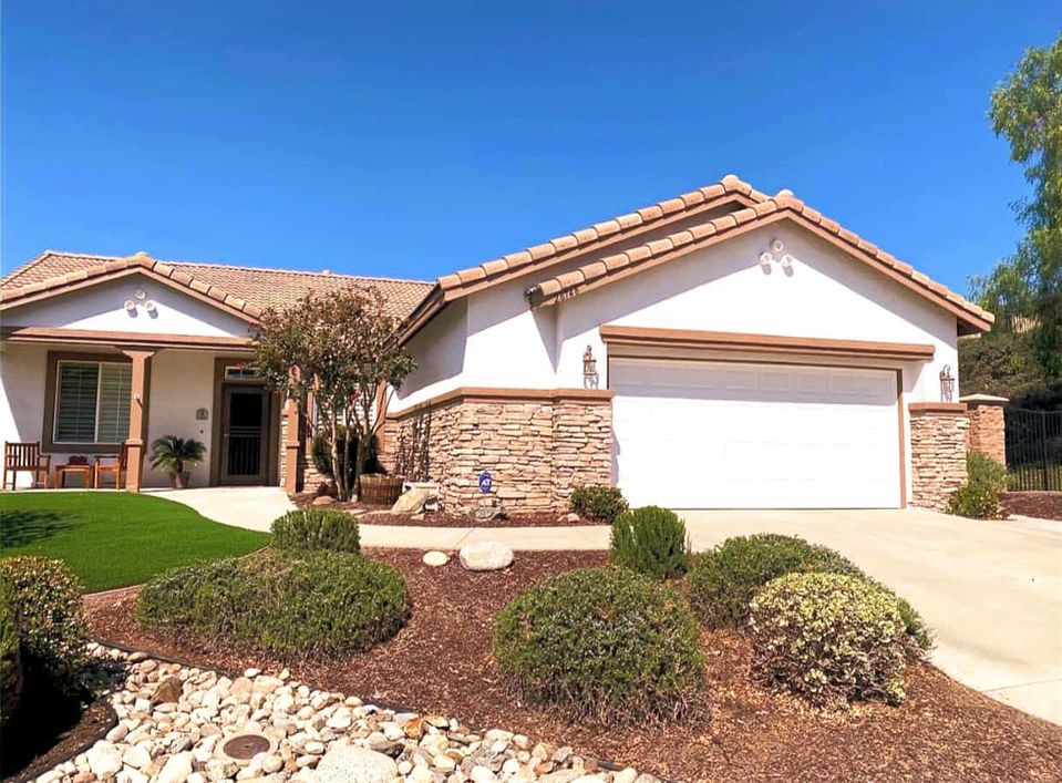 alt="Exterior painting project in Menifee, CA, featuring freshly painted stucco, eaves, fascia, trim, and doors by VB Painting Services for a clean, durable finish"