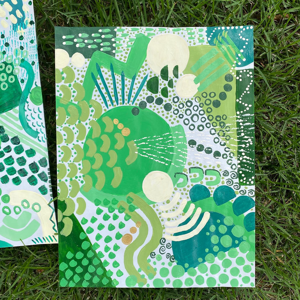 Thumbnail: “No Direction”- green, 9x12”, (set of 2)