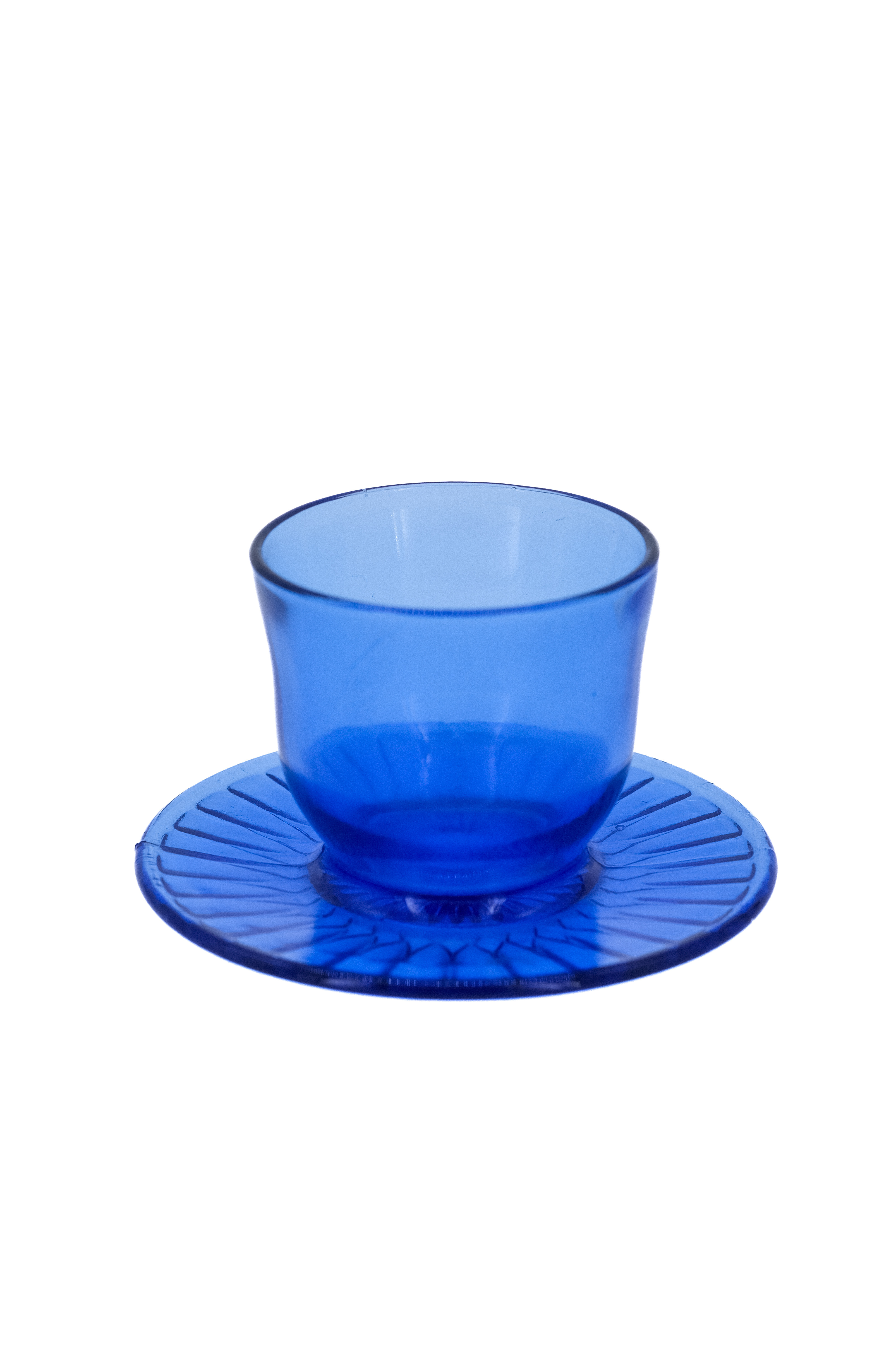 1960s Macbeth-Evans Cobalt Blue Glass Petalware Mustard