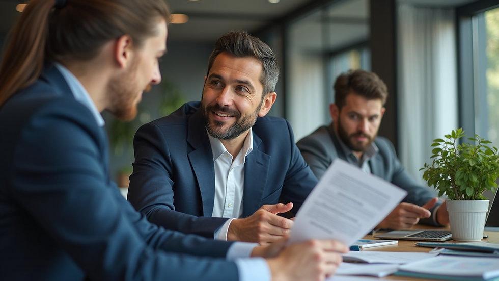 Eye-level view of a business professional discussing sales strategies
