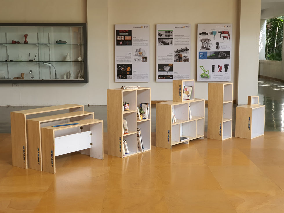 Upcycled furniture shelves, designed and made by Hari Kara