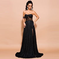 Miniatura: Black High Slit Gown