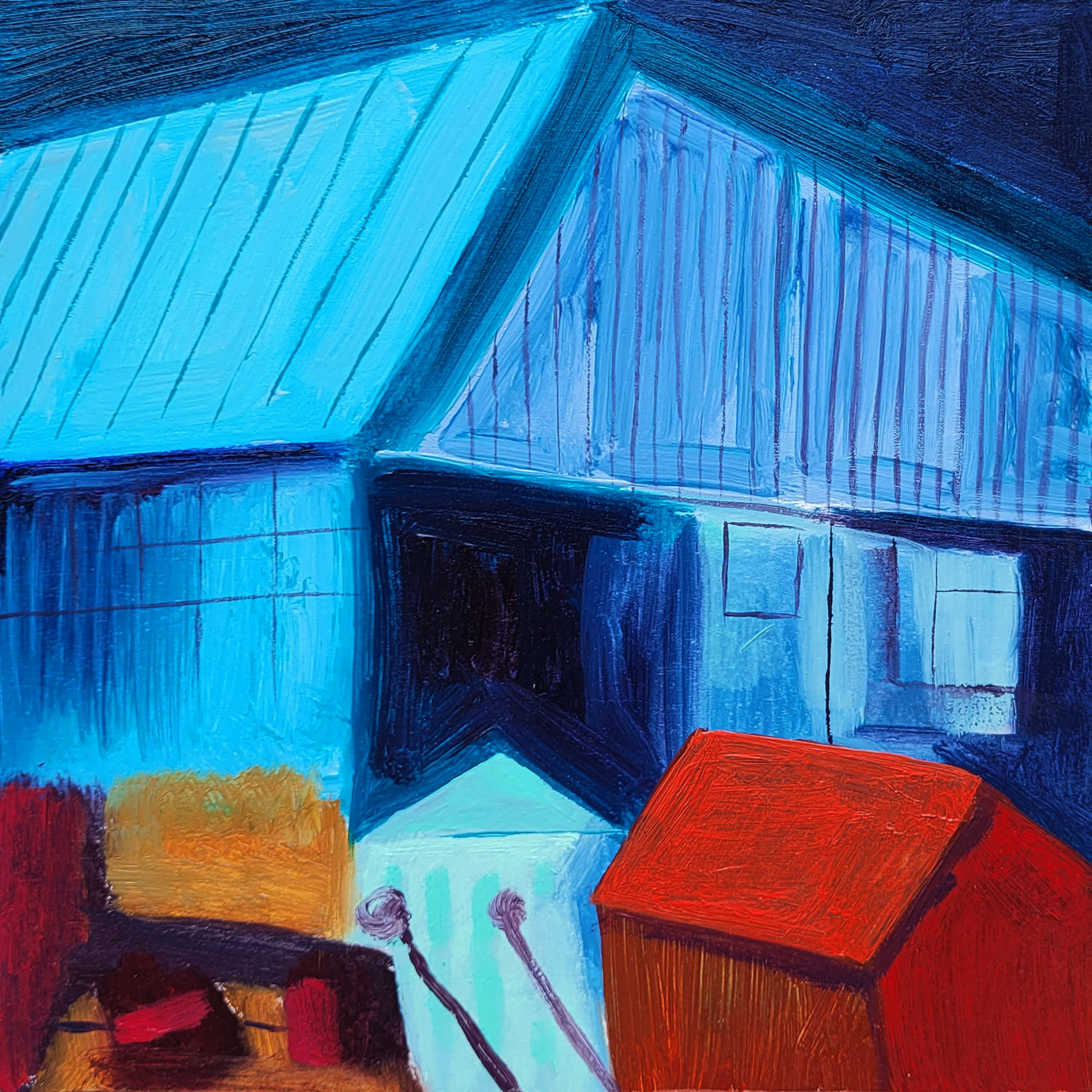 Peachment - oil on wooden panel