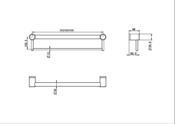Thumbnail: MECCA CARE 32MM GRAB RAIL WITH TOWEL HOLDER