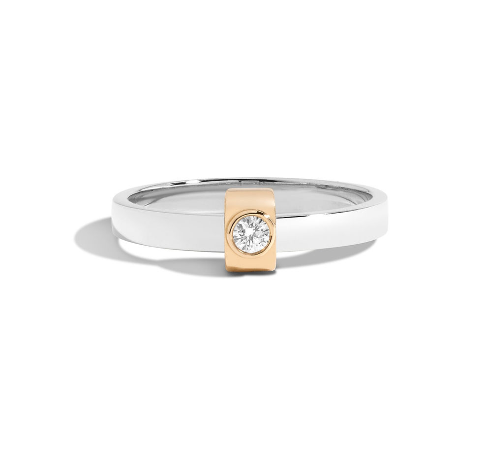 Miniature : Bague diamant solitaire or blanc 18 carats, Love Lock A