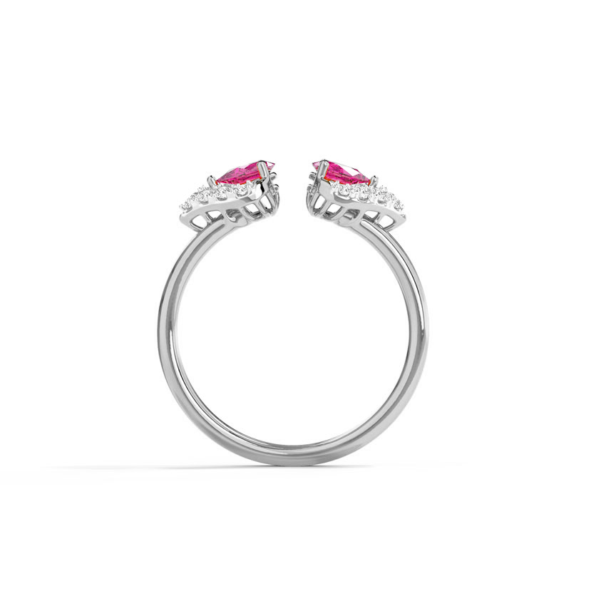 Miniature : Bague Diamants Saphir Rose Or 18 carats, Love-D