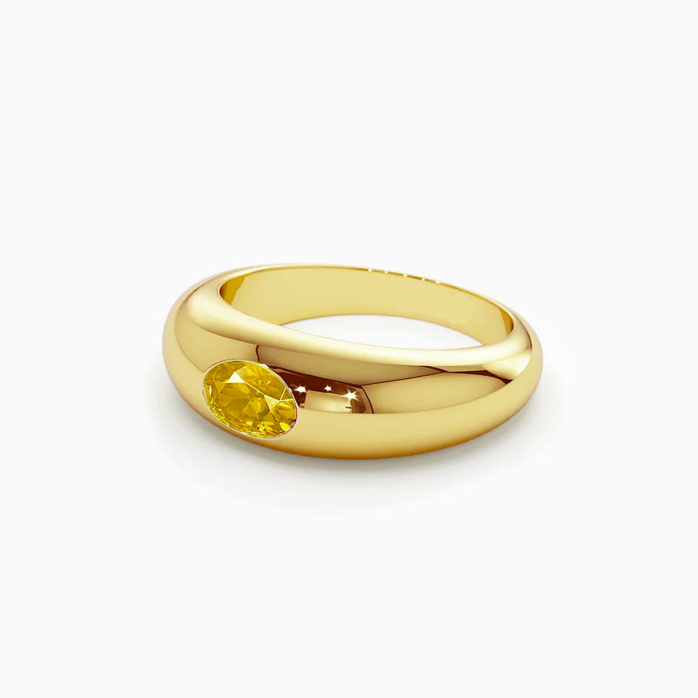 Thumbnail: Bague diamant solitaire oval jaune Or 18 carats - Dôme Love