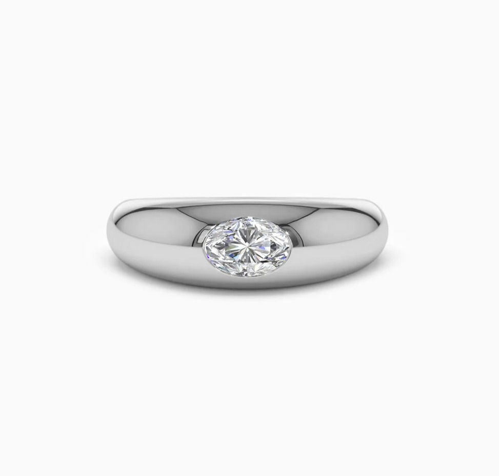 Thumbnail: Bague diamant solitaire oval Or 18 carats - Dôme Love Solo