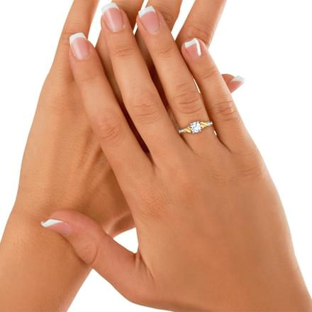 Thumbnail: Bague Alliance Diamants Solitaire pour Femme "Vayna" Or 18K 750°