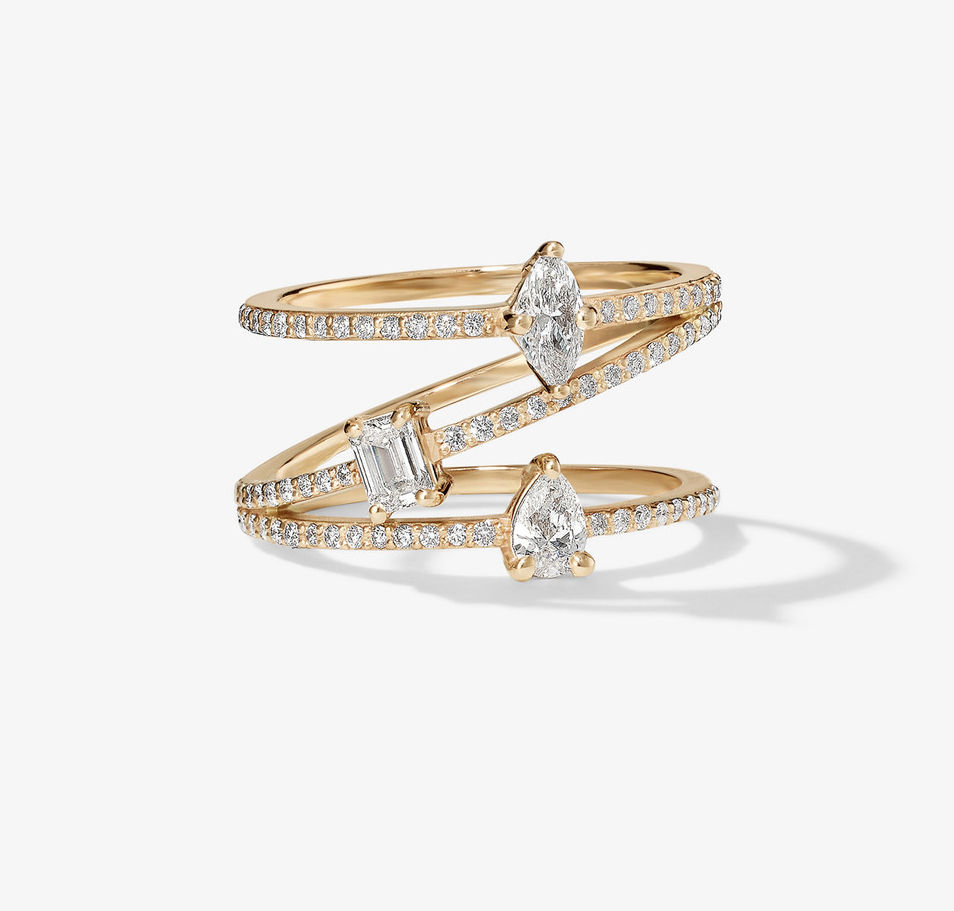 Thumbnail: Bérénice, Bague Diamant 3 Solitaires Or 18 carats
