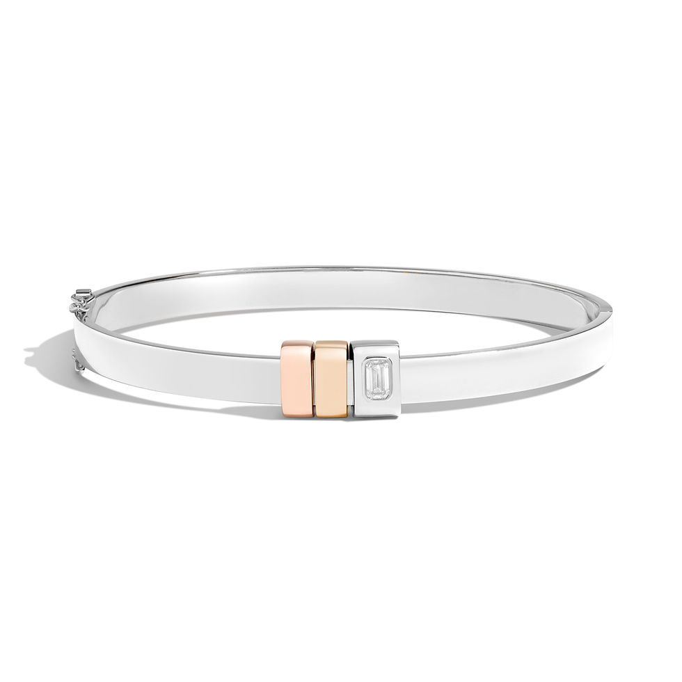Thumbnail: Bracelet diamant solitaire or blanc 18 carats, Love Lock D