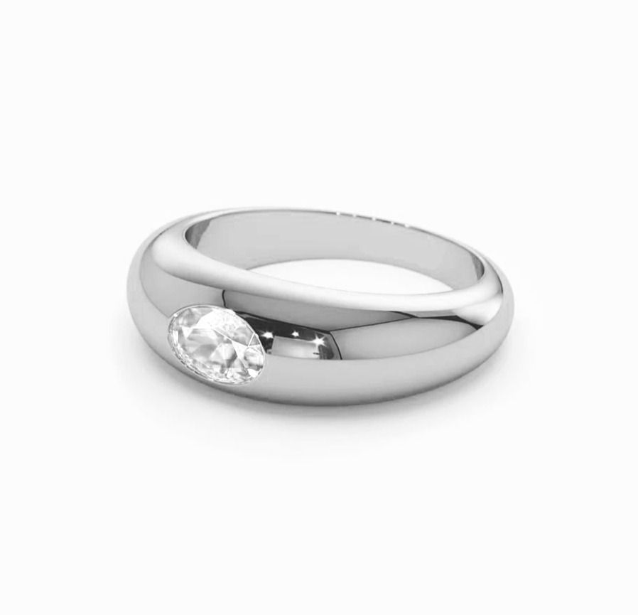 Thumbnail: Bague diamant solitaire oval Or 18 carats - Dôme Love Solo