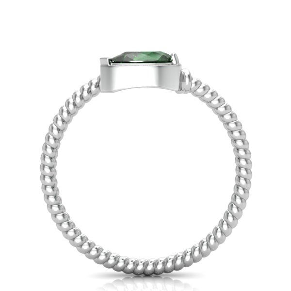 Miniature : bague diamant émeraude tortille or blanc 18k 750° d'or fin