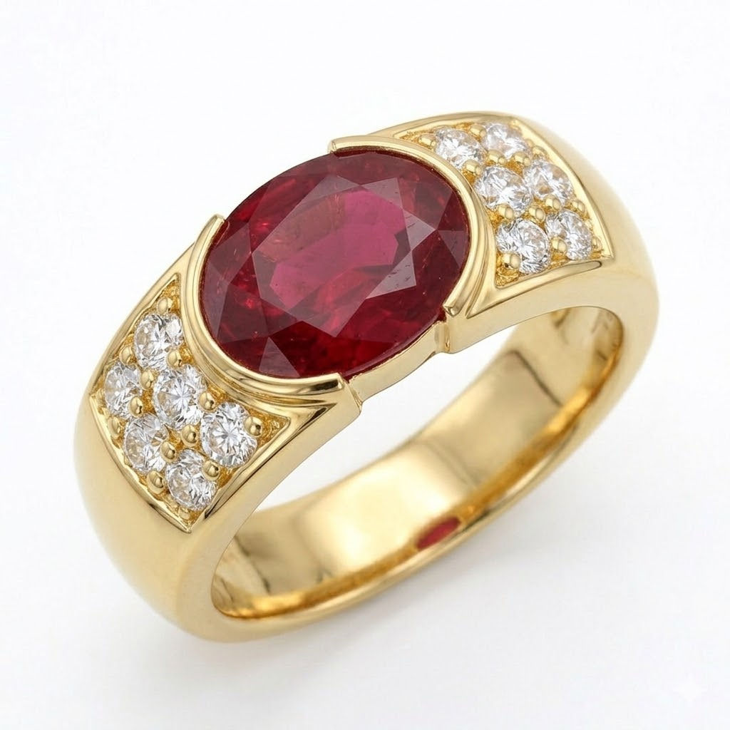Ariane, Bague Diamants Rubis pour Femme Or Jaune 18 carats