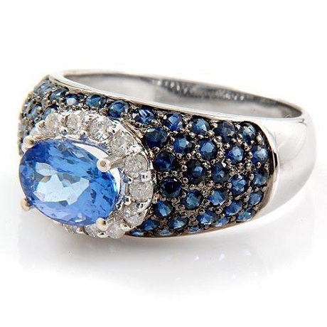 Thumbnail: Admé FbyG, Bague Diamants Saphirs Topaze pour Femme Or Blanc 18 Carats