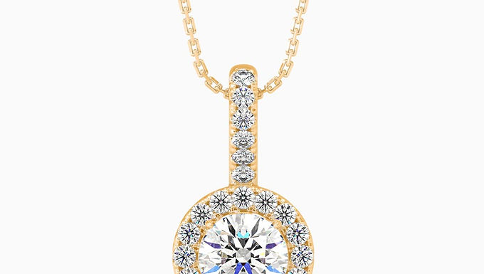 Collier diamant solitaire 1 ct rond brillant or 18 carats, Antigua