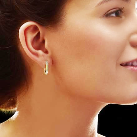 Twinkle, Boucles d'Oreilles Créoles Diamants pour Femme Or 18 carats