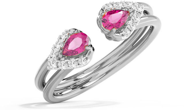 Bague Diamants Saphir Rose Or 18 carats, Love-D