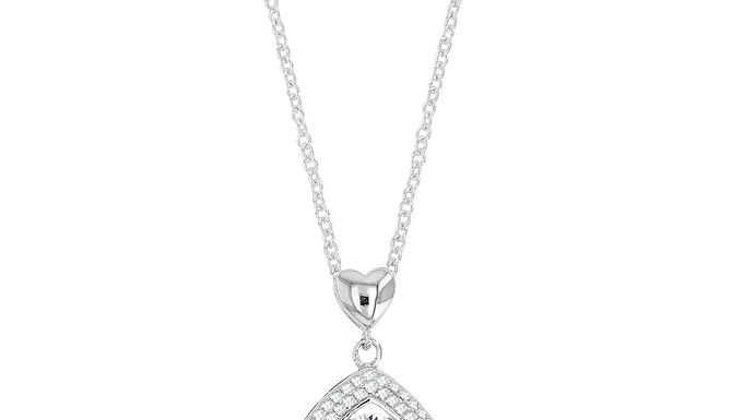 ALICE Love, Collier Pendentif Solitaire Dansant Or Blanc 18 carats