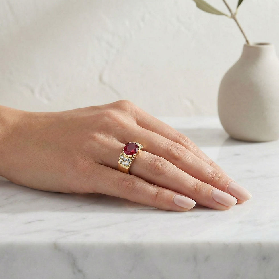 Thumbnail: Ariane, Bague Diamants Rubis pour Femme Or Jaune 18 carats