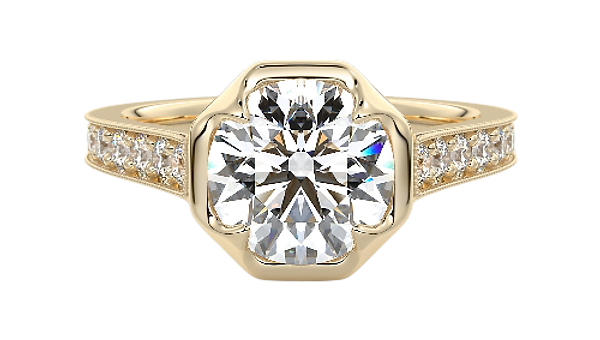 Bague de fiançailles diamant solitaire rond serti en croix or 18 carats