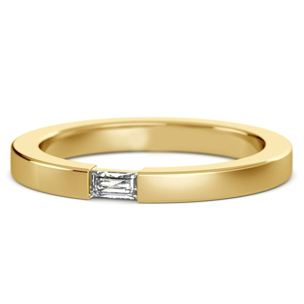 Miniature : Timothy, Bague alliance diamant baguette or 18 carats unisex
