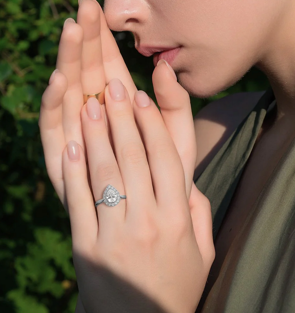 Thumbnail: Bague diamant solitaire poire G-VS, Or blanc 750