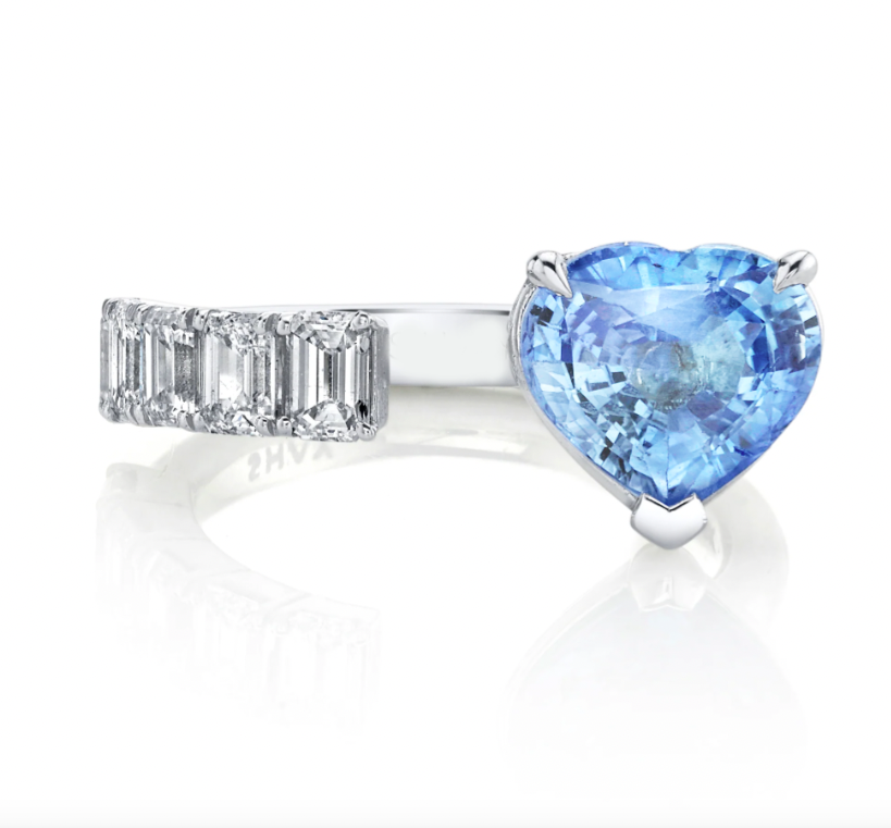 Miniature : Bague diamants solitaires Blanc et Bleu or 18 carats, Amanda Love