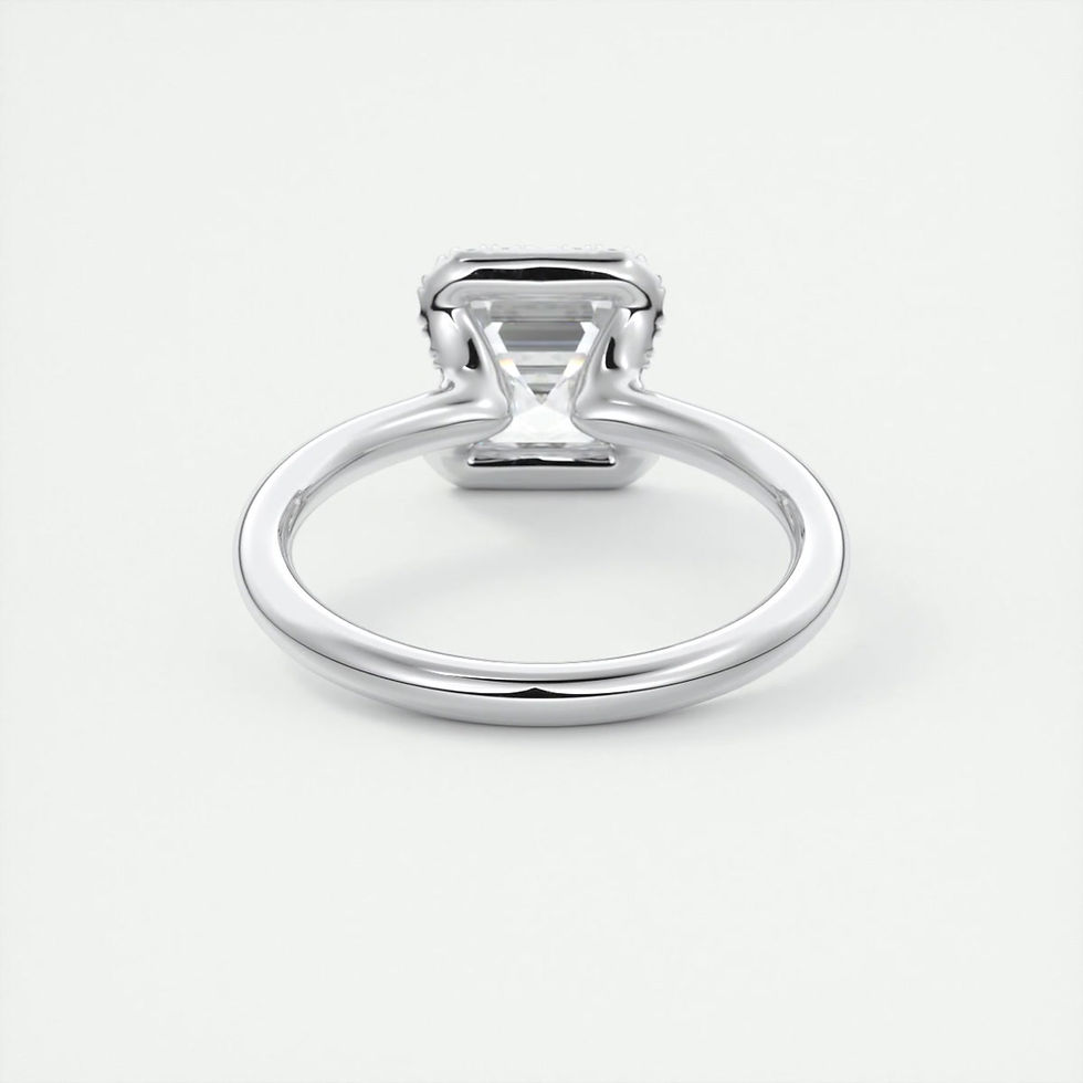 Thumbnail: Bague de fiançailles diamant solitaire Asscher or 18 carats, Halo NUEW