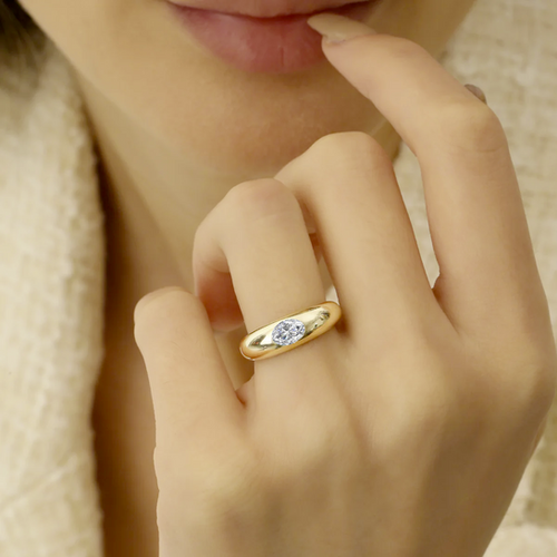 Bague Or 18 Carats Avec Diamants 0.30 Ct - 8.00 G - Taille 55 - Occasion Très Bon état
