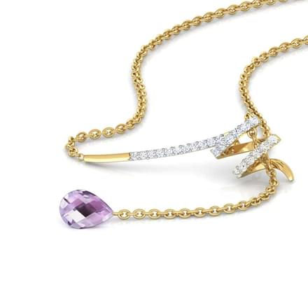 Miniature : RIVA, Collier pendentif diamant et améthyste pour femme Or Jaune 18 carats
