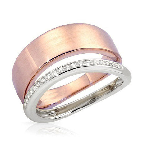 Thumbnail: Bague "DUO" Ghaum Diamants pour Femme Or Rose et Or Blanc 18 carats 750°