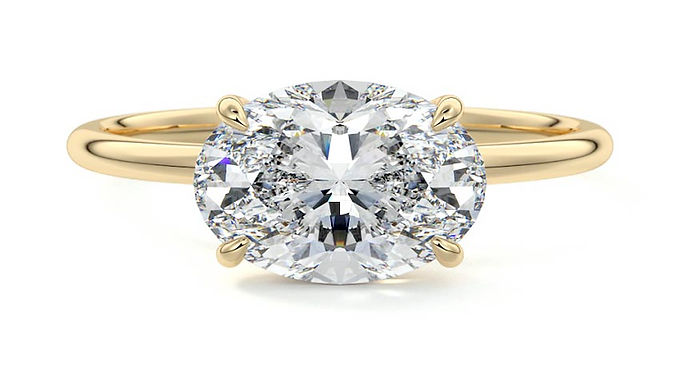 Bague de Fiançailles Diamant Solitaire Or 18 carats, Ovaly