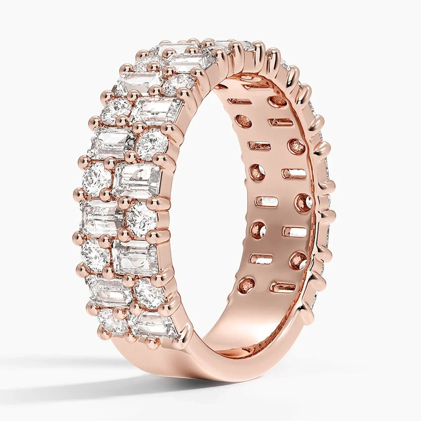 Thumbnail: Bague Hampton Eternity Or 18 carats & Diamants Ronds et Baguettes