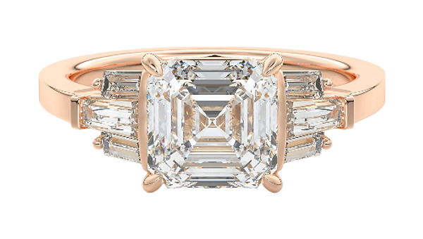 Bague de fiançailles diamant naturel solitaire or 18 carats, Asscher