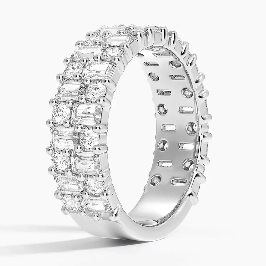 Thumbnail: Bague Hampton Eternity Or 18 carats & Diamants Ronds et Baguettes