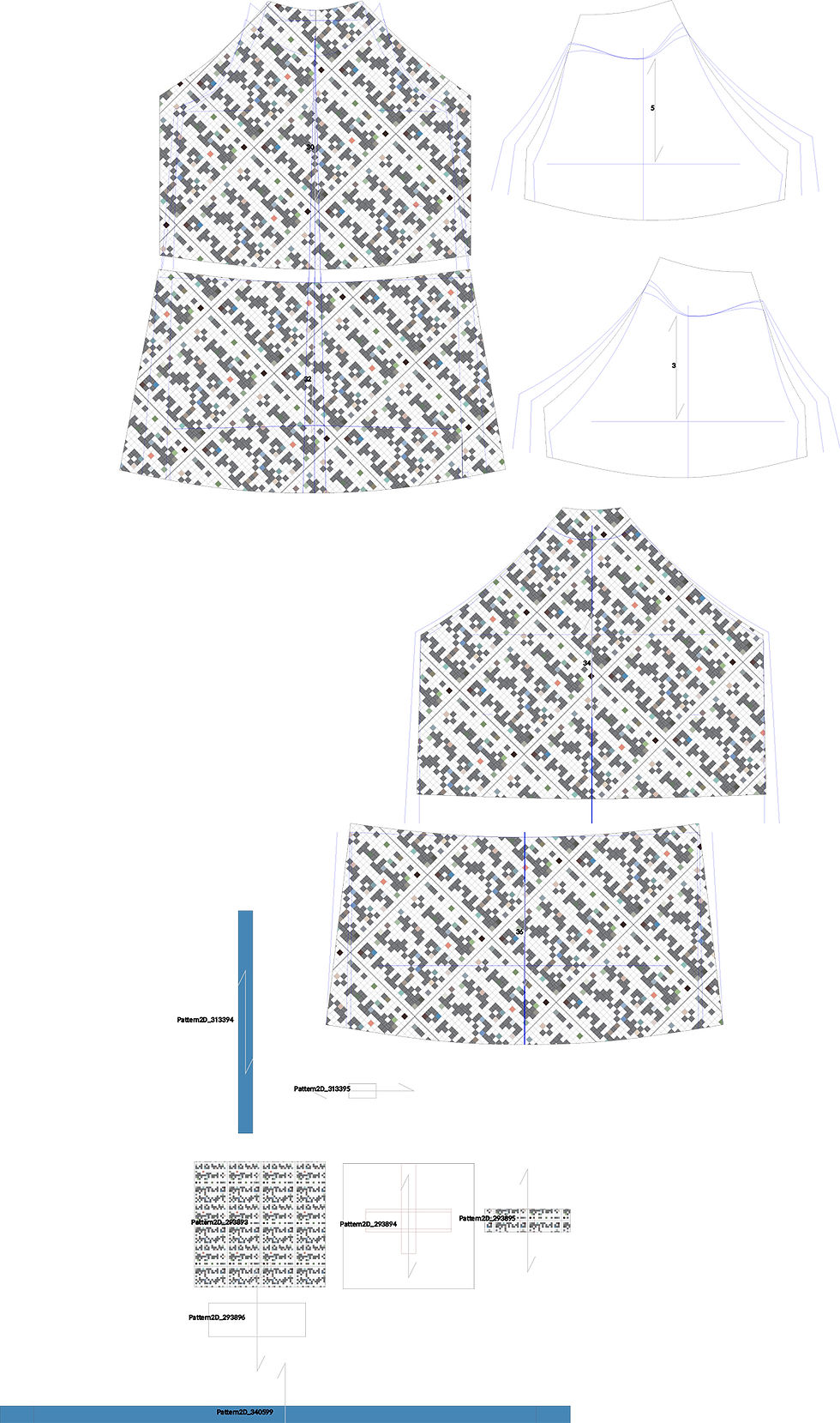 D7 Raglan top and mini skirt patterns