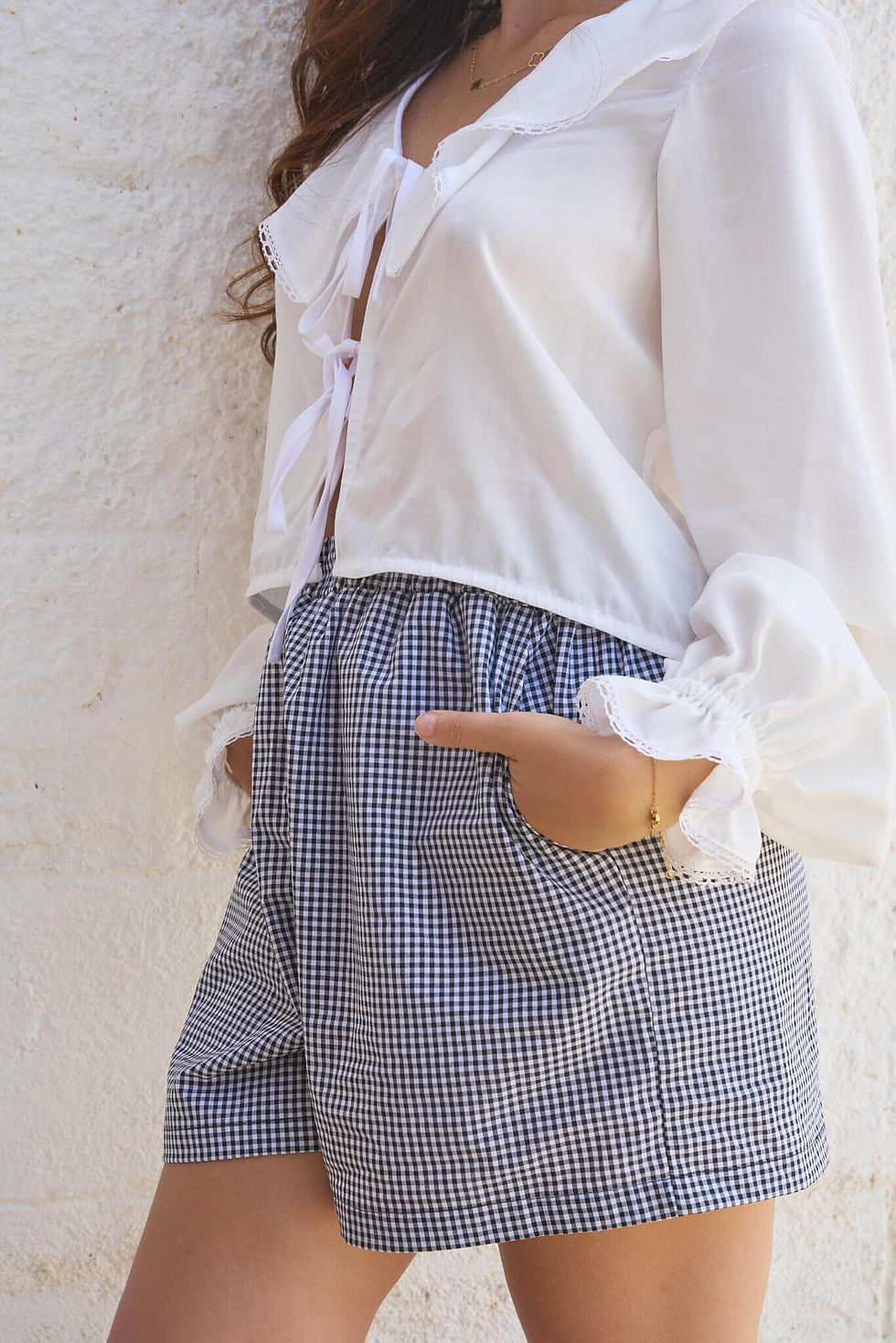 Manon Shorts handmade from 100% cotton with classic black and white gingham pattern