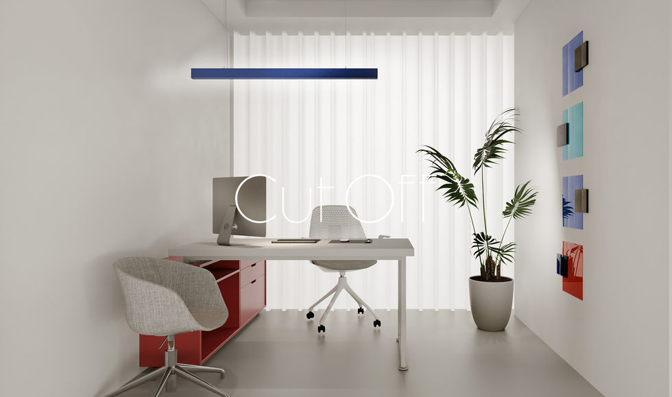 Dentist Clinic Office Room Design mostly white with blue and red accents