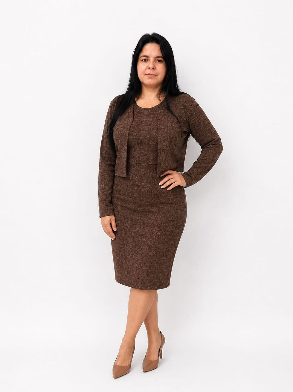 Miniatura: Vestido com casaquinho sobreposto, moletinho com elastano