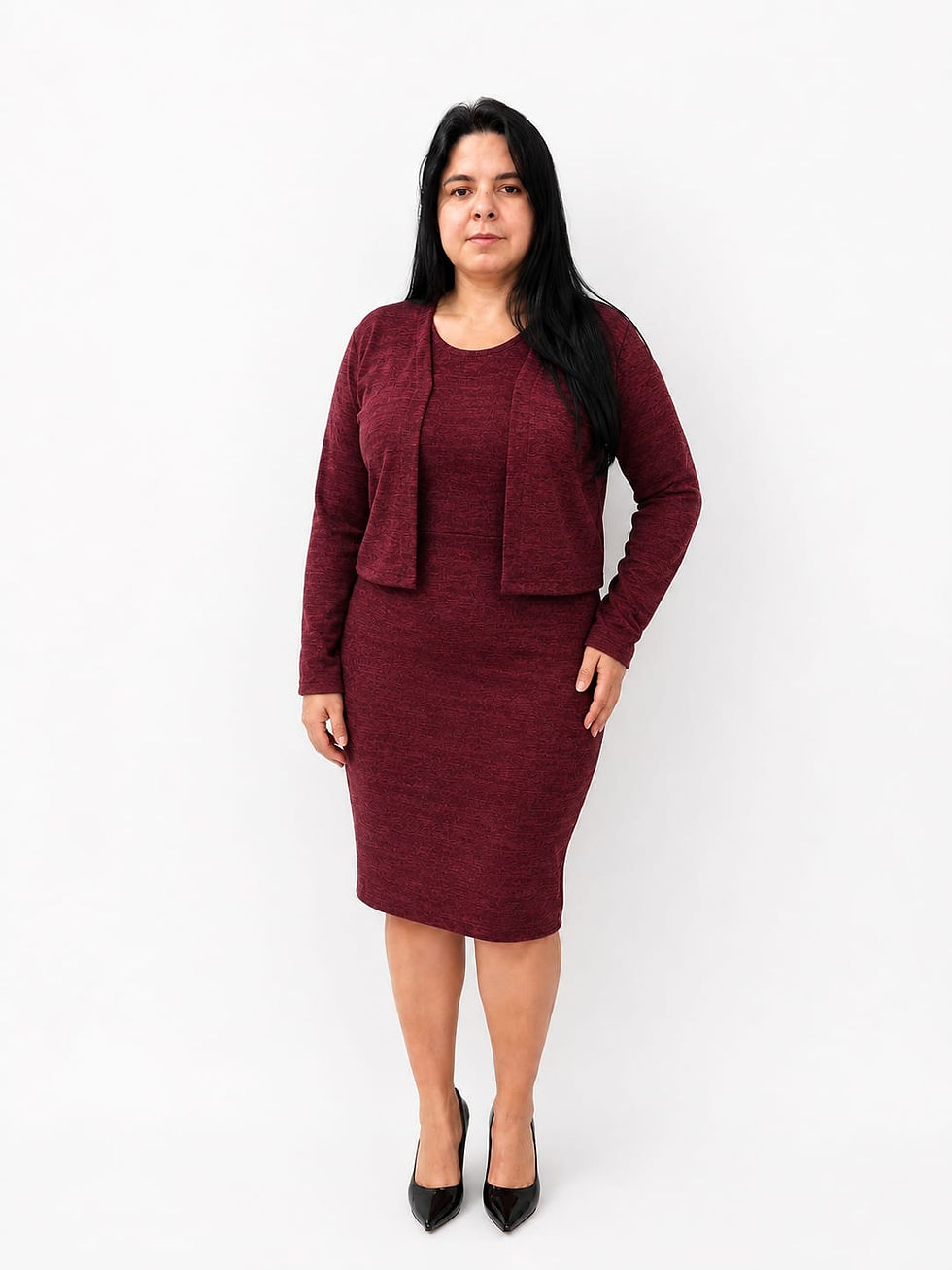 Miniatura: Vestido com casaquinho sobreposto, moletinho com elastano