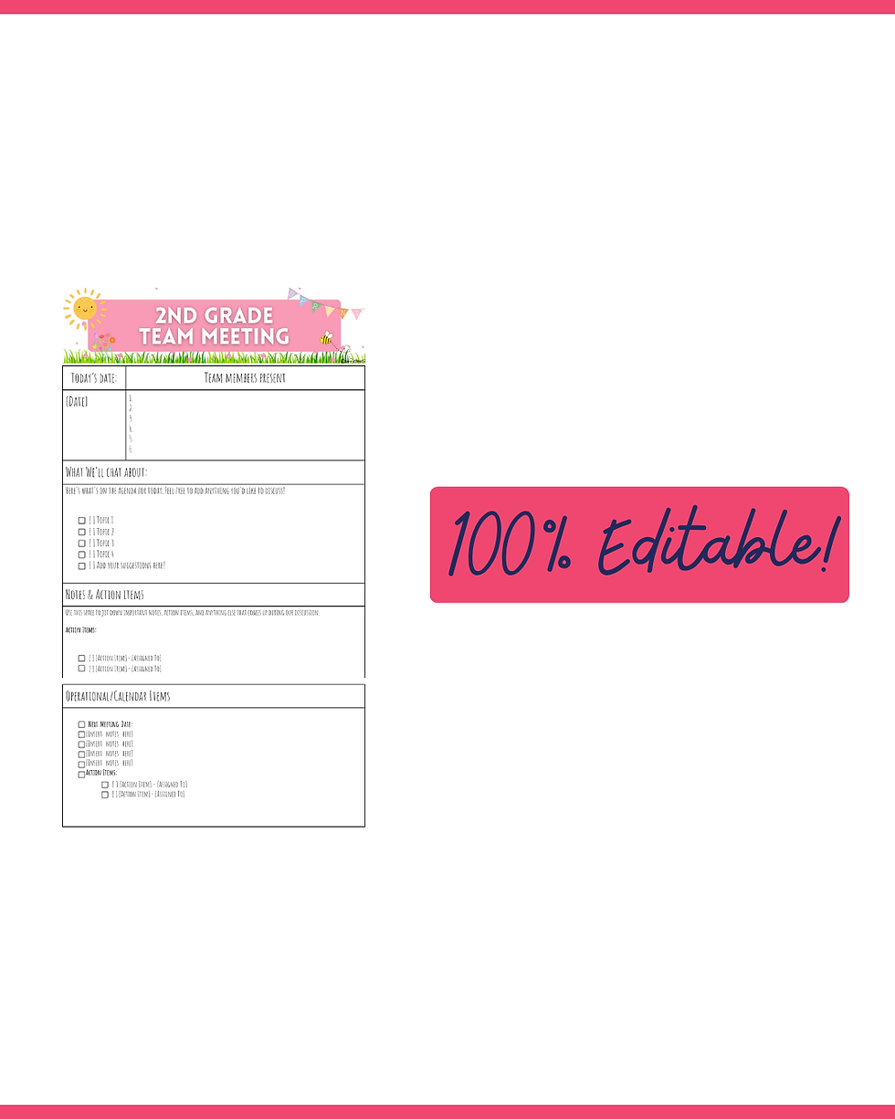 Thumbnail: Yearlong Editable Meeting Agenda for Teacher Teams (Google Docs)