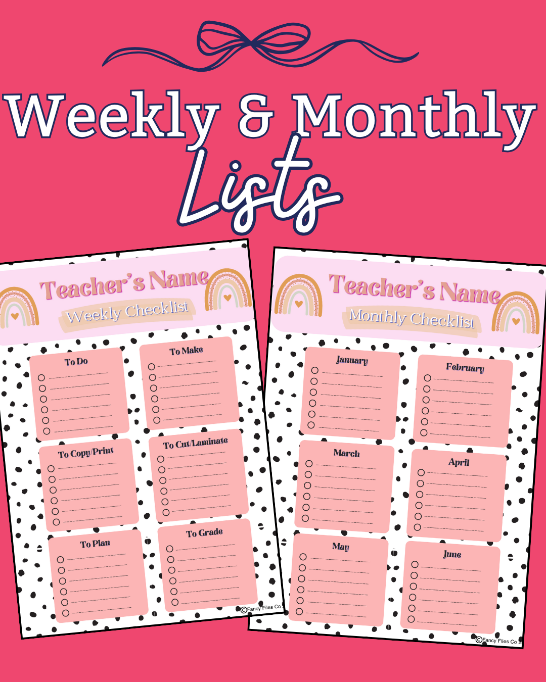 Editable Teacher To-Do List | Weekly & Monthly Planner Templates: Colorful