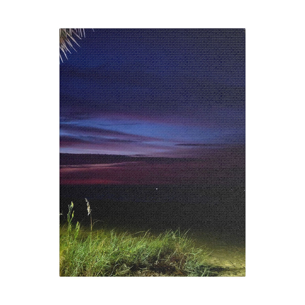Thumbnail: Stretched Satin Canvas Wall Art — Twilight Beach Landscape Print