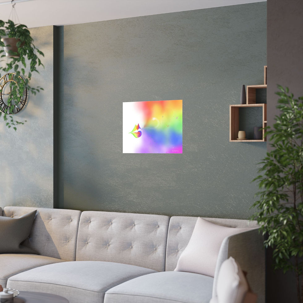 Thumbnail: Rainbow Puff Dreamscape Satin Poster — Abstract Colorful Wall Art