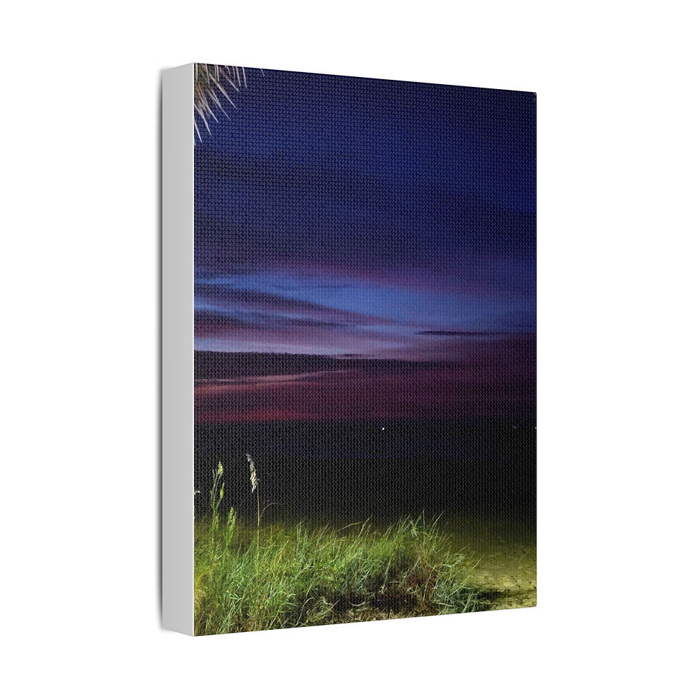Thumbnail: Stretched Satin Canvas Wall Art — Twilight Beach Landscape Print